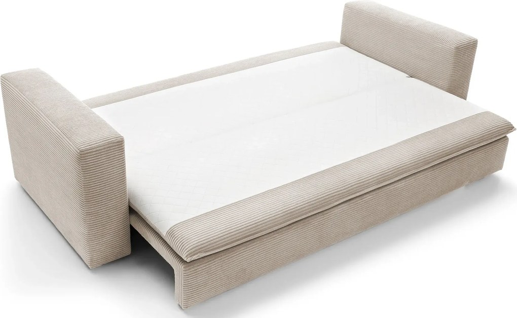 Waniliowa sztruksowa kanapa z pojemnikiem N6-E60