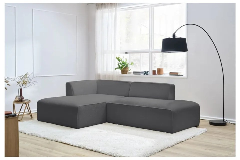 Ciemnoszary narożnik modułowy z materiału bouclé (lewostronny/w kształcie litery L) Megeve – Bobochic Paris