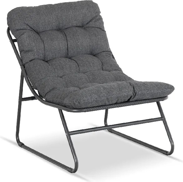 Fotel Ogrodowy KALISTA z Podnóżkiem Szary/Czarny Nowoczesny