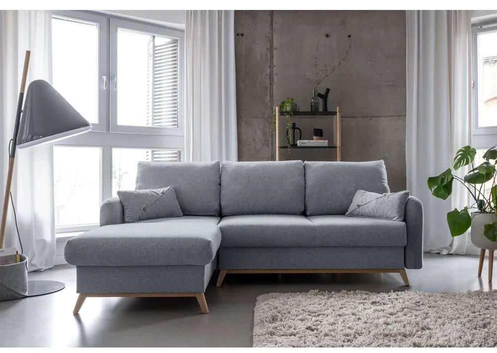 Jasnoszary narożnik rozkładany Miuform Scandic Lagom, lewostronny