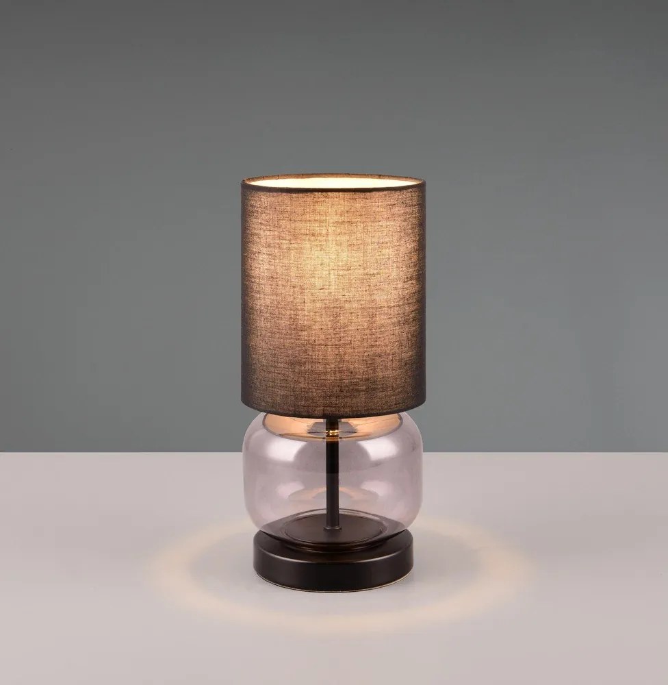 Czarno-fioletowa lampa stołowa z tekstylnym kloszem (wys. 28,5 cm) Elio – Trio