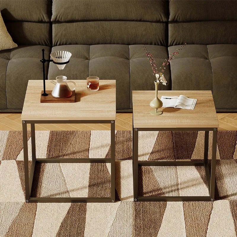 Stolik kawowy ława stół zestaw stolików 2w1 loft industrialny jasny brąz