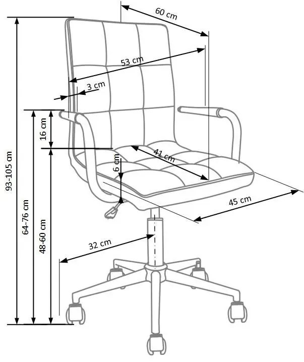 Czarny pikowany fotel dla ucznia R1-H36