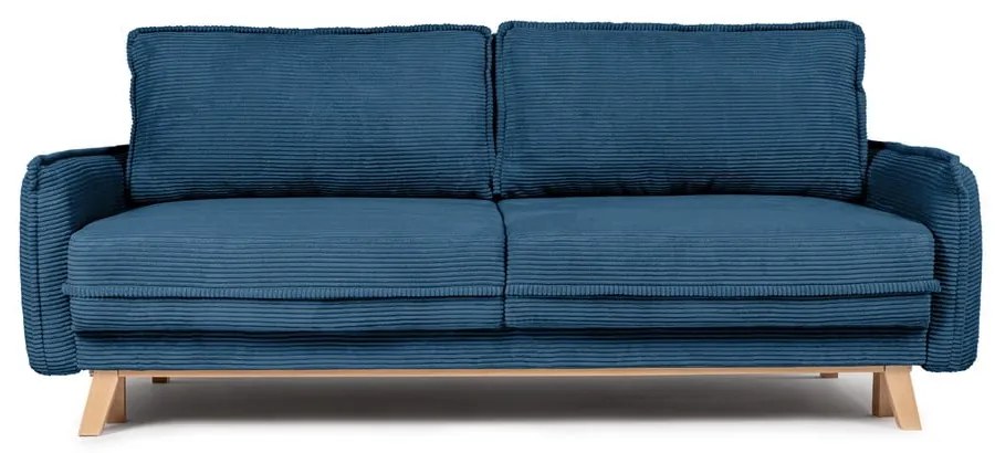 Niebieska sztruksowa rozkładana sofa 218 cm Tori – Bonami Selection