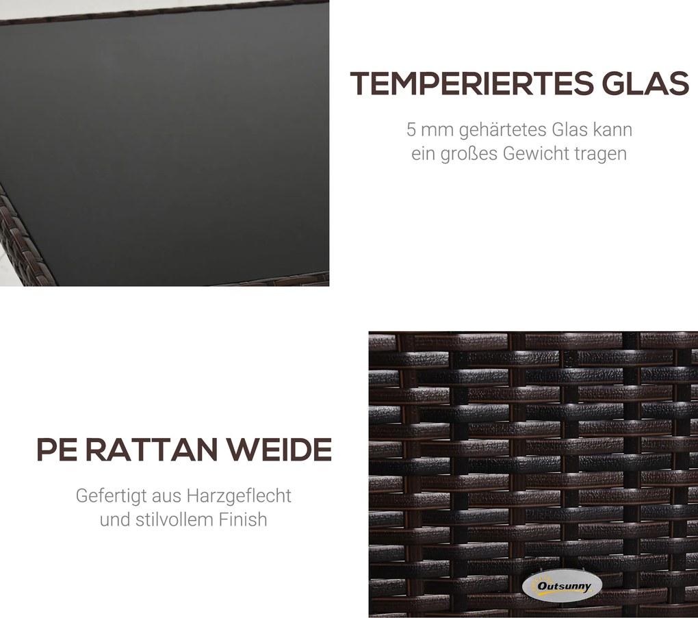 Technorattan Stół Ogrodowy Szklany Metalowy 150x85x74 cm Elegancki Stół Obiadowy Meble Ogrodowe | Aosom PL