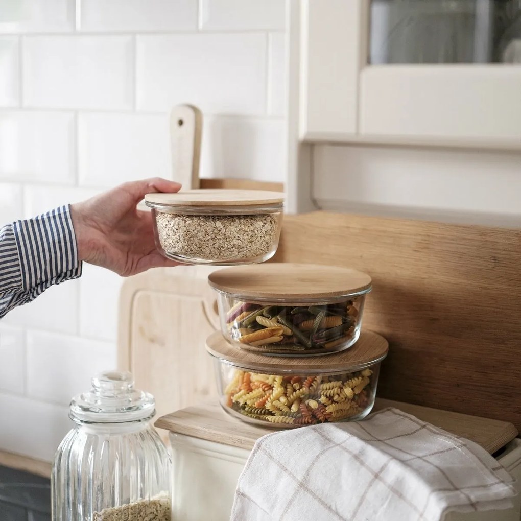 Florina Pojemnik szklany z bambusową pokrywką Clavato, 390 ml, S