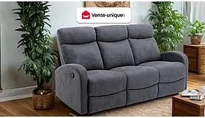 Kanapa 3-osobowa z funkcją relax z tkaniny w kolorze szarym – EVELYN