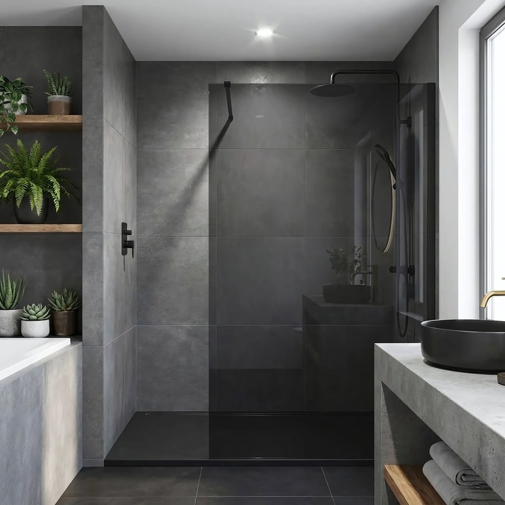 Kabina prysznicowa Walk-In Rea Flexi Grey / Black 140