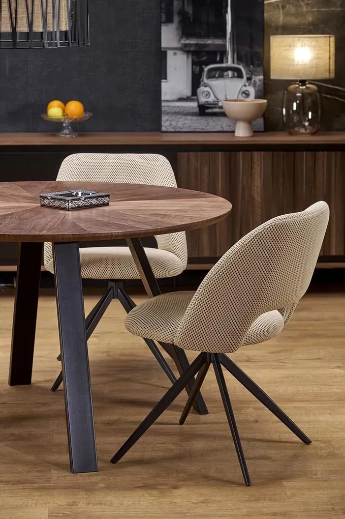 Okrągły fornirowany stół w stylu retro - Coriander
