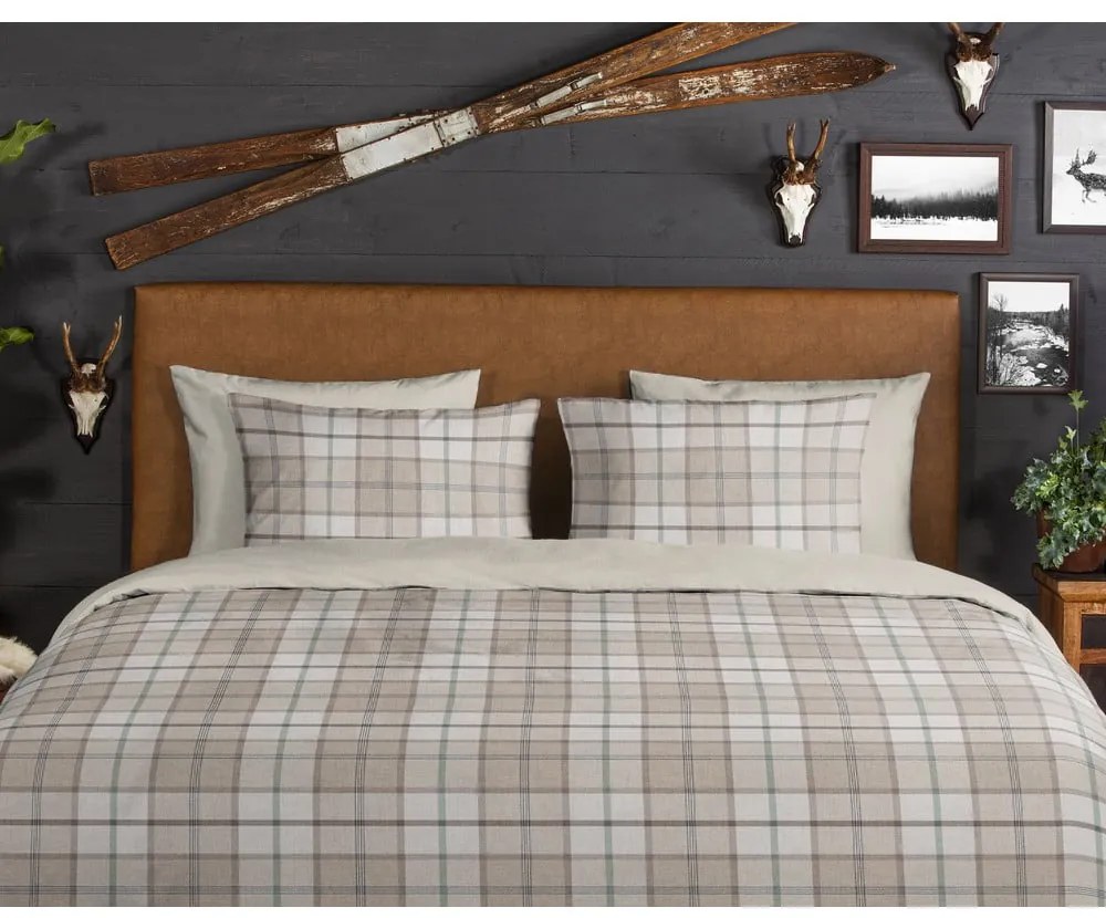 Jasnobrązowa flanelowa pościel dwuosobowa 200x220 cm Bernardus – Good Morning