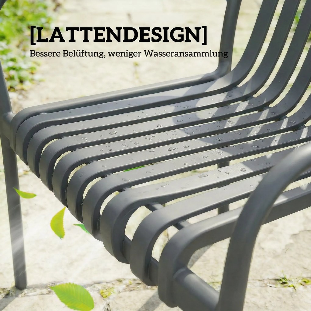 Outsunny Krzesła ogrodowe 4 szt. składane krzesła tarasowe z lamelowym siedziskiem i podłokietnikami, ergonomiczne, ciemnoszare | Aosom PL
