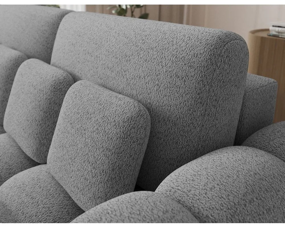 Szara rozkładana sofa z materiału bouclé 256 cm Cotonn – ELTAP