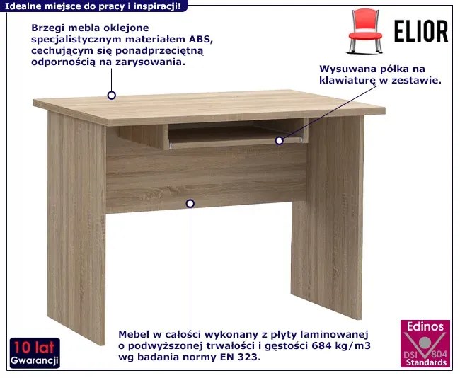 Skandynawskie biurko do komputera 100 cm dąb sonoma - Nedos