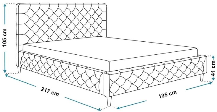 Pikowane łóżko z materacem i zagłówkiem 120x200 Cefo - 36 kolorów
