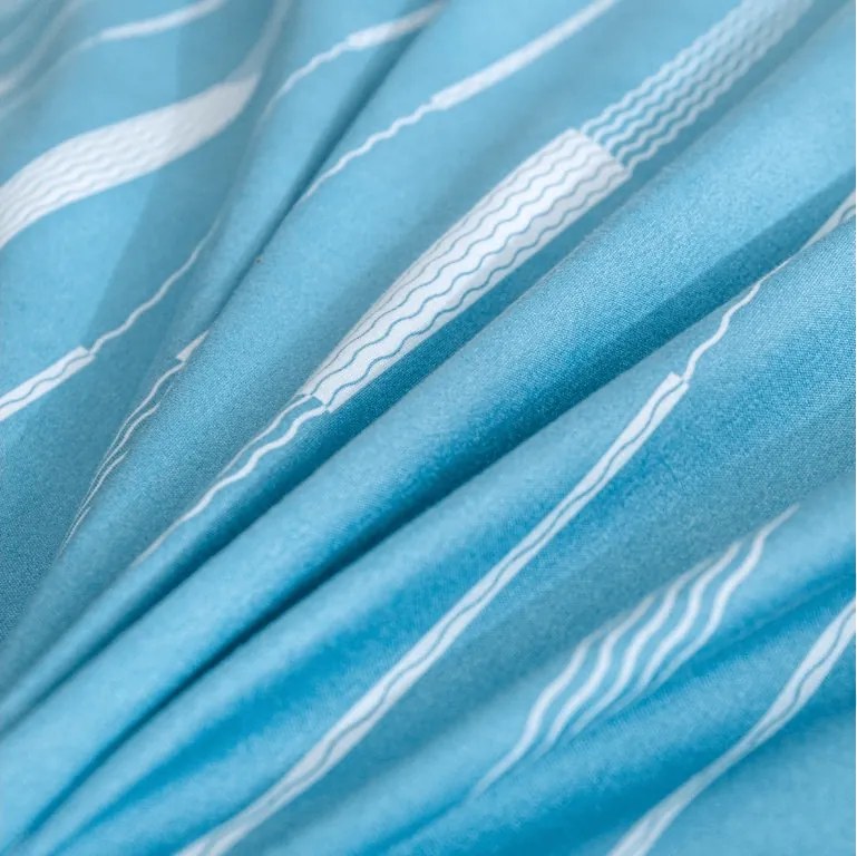 PrzytulneMieszkanie.pl PrzytulneMieszkanie.pl Pościel z mikroflanelu STRIPELLE niebieska Rozmiar pościeli: 2 szt 70 x 90 cm | 200 x 220 cm