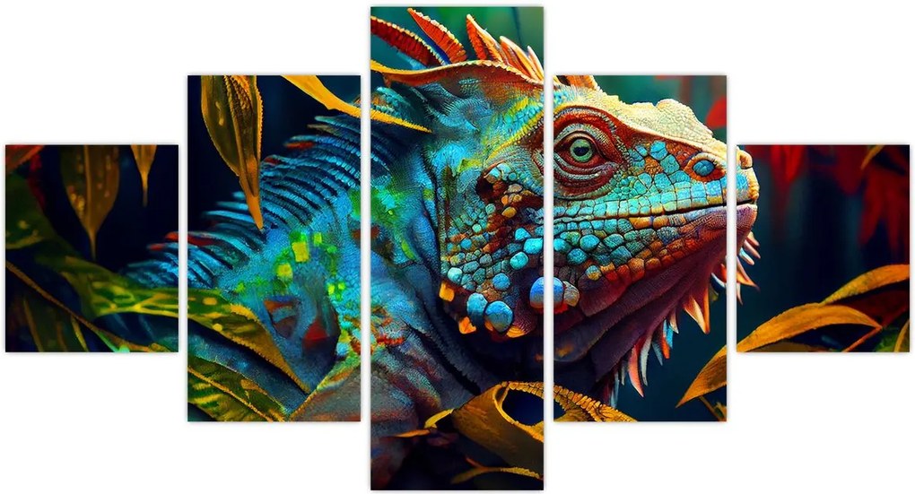 Obraz - Kolorowa iguana (125x70 cm)
