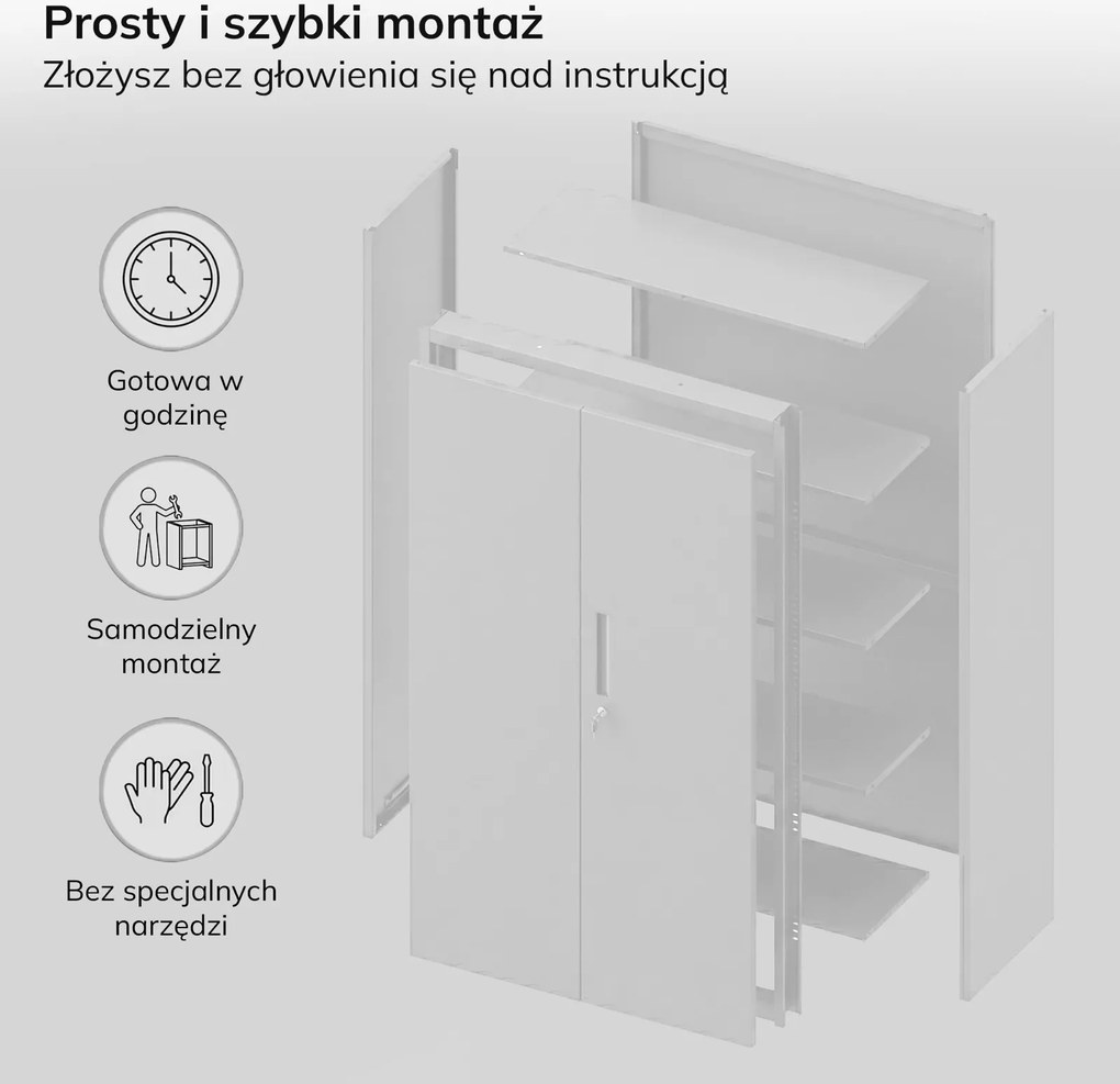 Szafa metalowa wielofunkcyjna Megan z 2 szufladami, szara