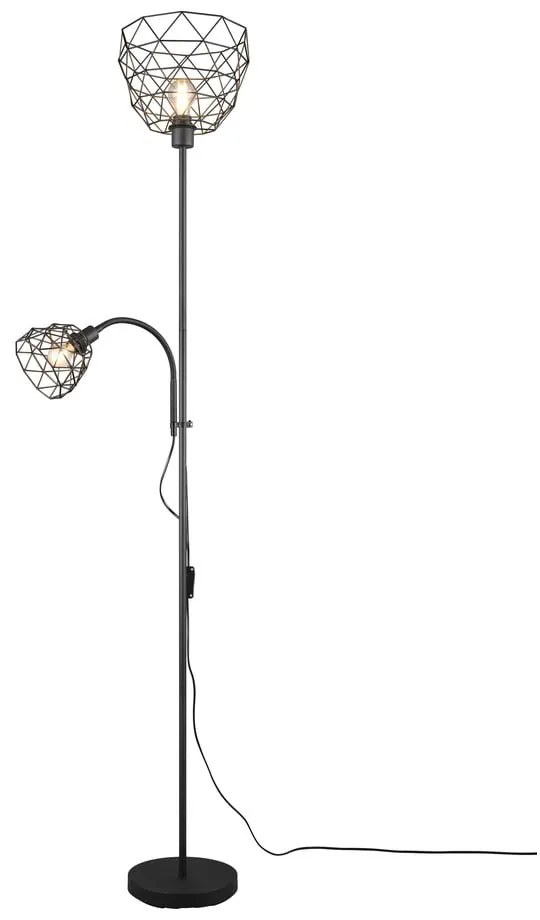 Czarna lampa stojąca z metalowym kloszem (wys. 180 cm) Haval – Trio
