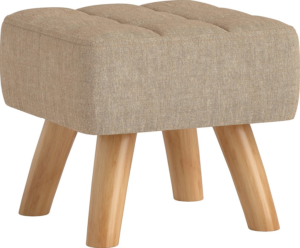 HOMCOM Puf z wyściełaniem, wygląd lnu, nogi z drewna, do 110 kg, Brązowy