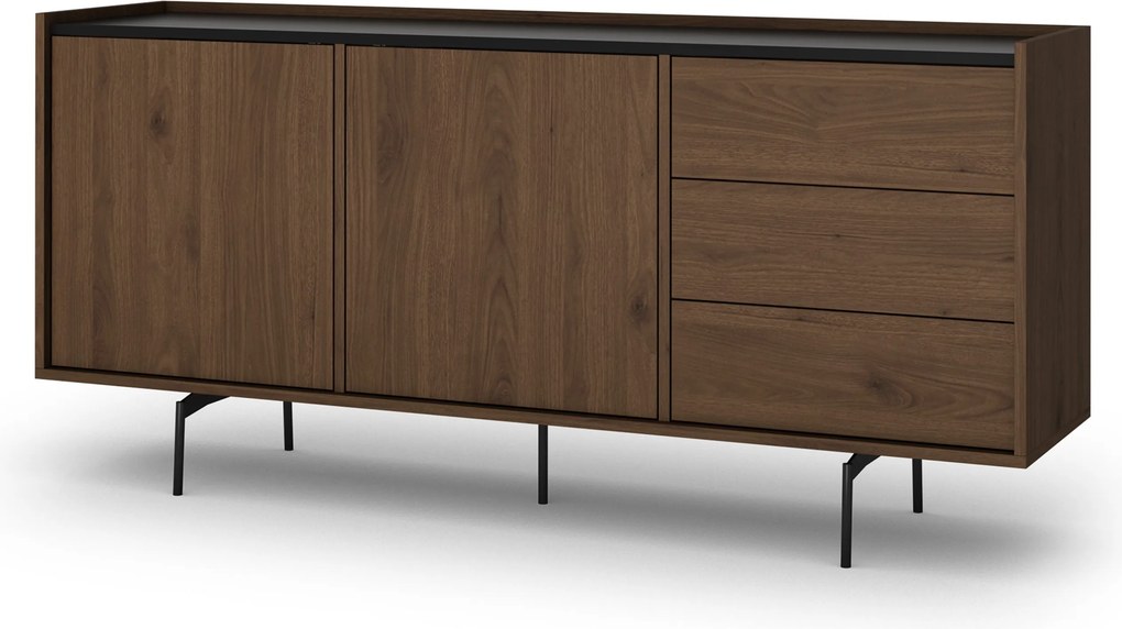 Komoda Zenar 170 cm z szufladami - orzech elegant / czarny