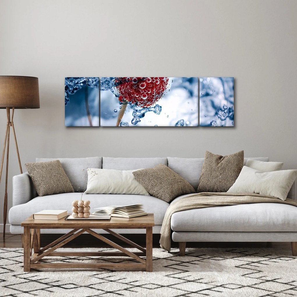 Obraz - szczegół maliny w wodzie (170x50 cm)