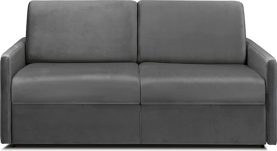 Kanapa 3-osobowa rozkładana z weluru CALIFE - Kolor antracytowy - Łóżko 140 cm - Materac 14 cm