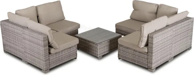 Zestaw Mebli Ogrodowych COLUMBUS Szary Modułowy Sofa Fotele Stolik Tarasowy Technorattan Nowoczesny