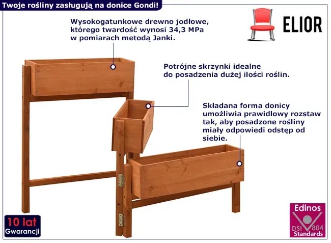 Składana potrójna donica ogrodowa olcha - Musa