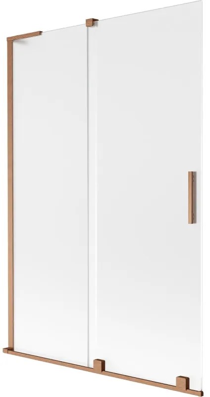 Mexen Velar L parawan nawannowy 2-skrzydłowy rozsuwany 120 x 150 cm, szron, miedź szczotkowana - 896-120-003-31-65