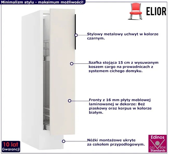 Dolna Szafka Kuchenna Cargo 15 Cm Beż Piaskowy D4-H39