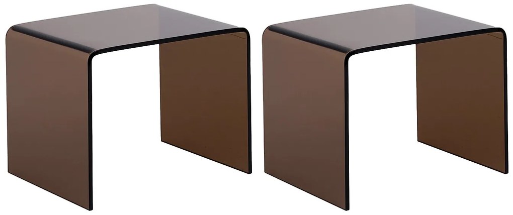 Zestaw 2 szafek nocnych - Szkło gięte hartowane - Brązowy - SUZANA