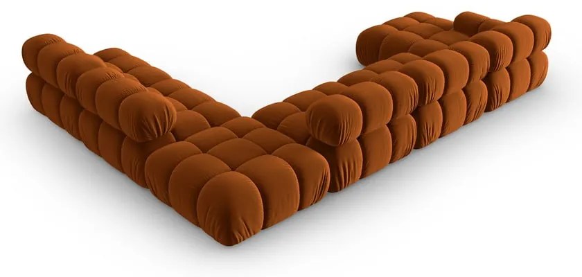 Pomarańczowa aksamitna sofa 379 cm Bellis – Micadoni Home