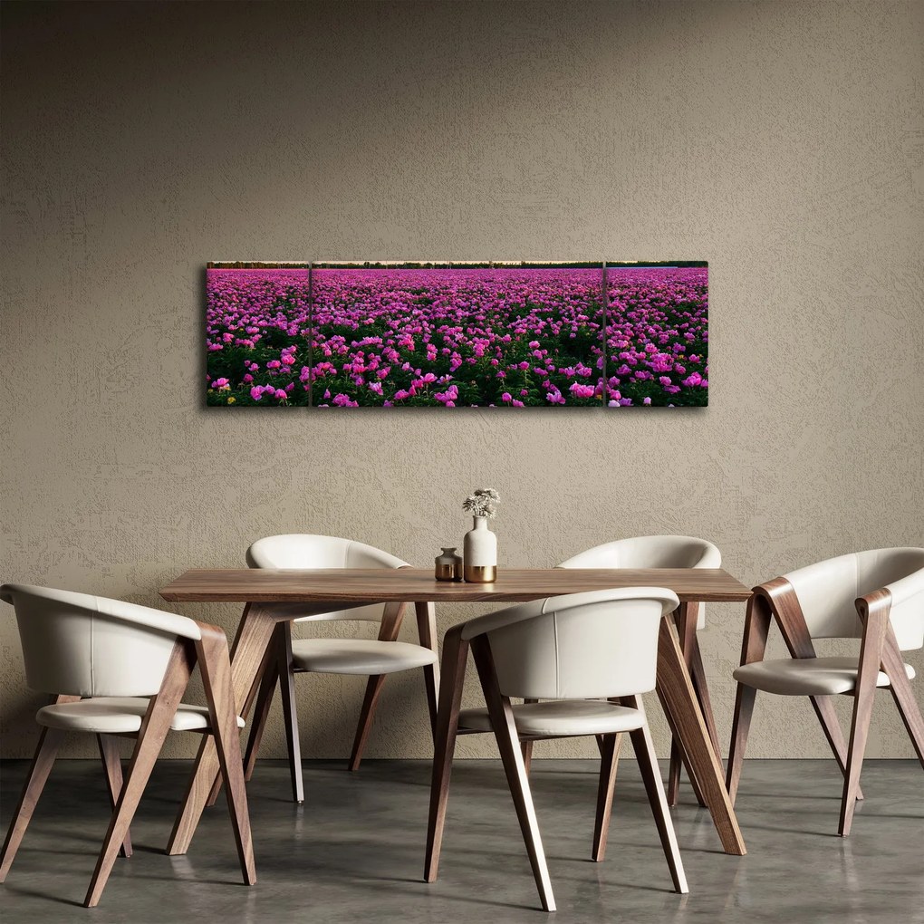 Obraz - Łąka fioletowych tulipanów (170x50 cm)