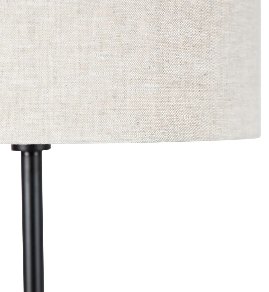 Lampa stojąca czarna z abażurem w kolorze jasnoszarym 50 cm - Simplo Nowoczesny Oswietlenie wewnetrzne
