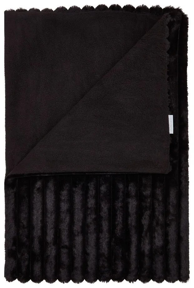 Czarny koc z mikropluszu 130x170 cm Cosy Ribbed – Catherine Lansfield