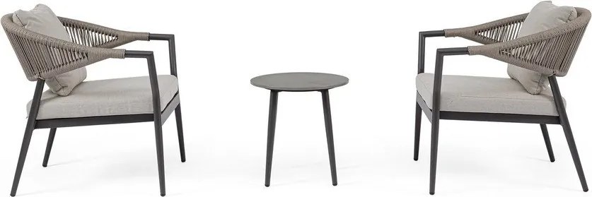 Aluminiowy zestaw mebli ogrodowych w kolorze khaki-szarobrązowym dla 2 osób Millor – Bizzotto