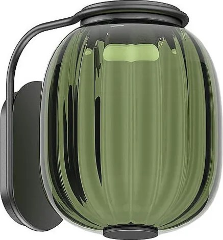 Kinkiet KRISTA w stylu klasycznym - LED SMD AC 10W - 830lm i 2700K - klosz szklany ø18,3 cm - stal i ziele?