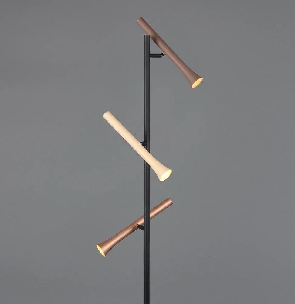 Czarna lampa stojąca LED z metalowym kloszem (wysokość 150 cm) Fiato – Trio