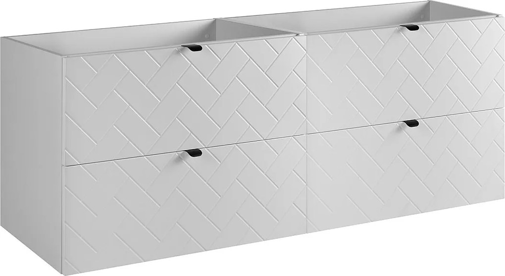 Meble łazienkowe, Biały Mat, 160 x 57 x 46 cm, uchwyty czarne