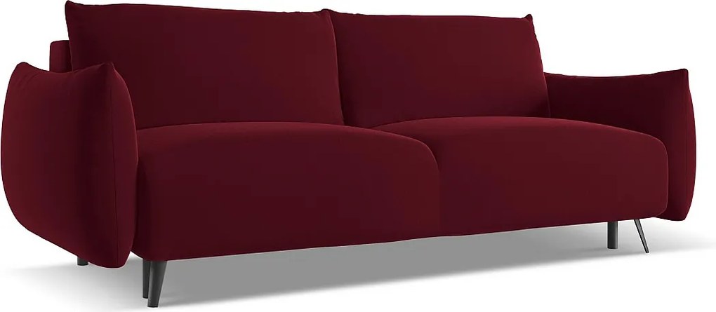 Kanapa 3-osobowa z funkcją spania - z tkaniny welwetowej - burgundowy - MALIE