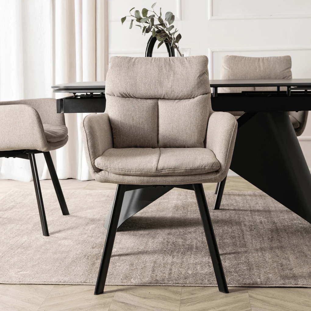 Krzesło Tapicerowane Obrotowe do Salonu CORTADO Beżowe Nowoczesne