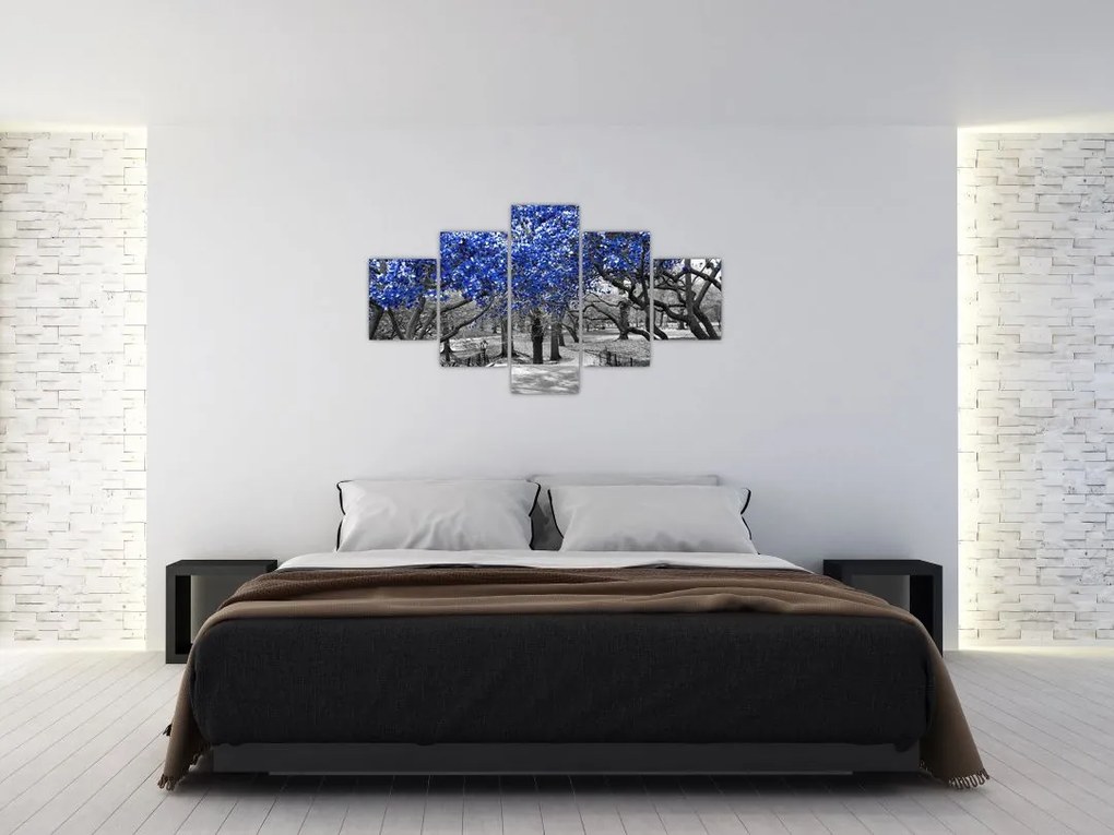 Obraz - Niebieskie drzewa, Central Park, New York (125x70 cm)
