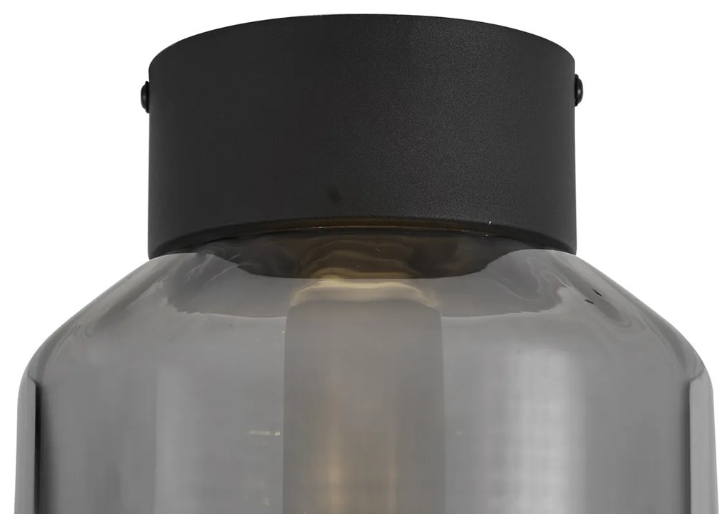 Nowoczesna lampa sufitowa czarna z przydymionym szkłem - Stiklo