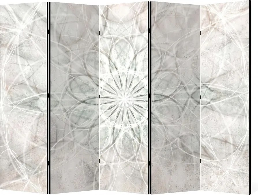 Parawan pokojowy 5-częściowy 225x172 Dwustronny dekoracyjny minimalistyczny zen Szary Szara Geometryczna Rozeta