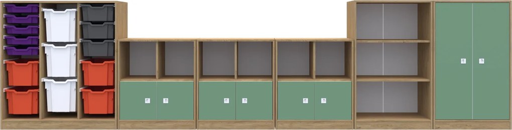 Zestaw mebli szkolnych do klas 1-3 Blox Colours 8, fronty pastelowe zielone