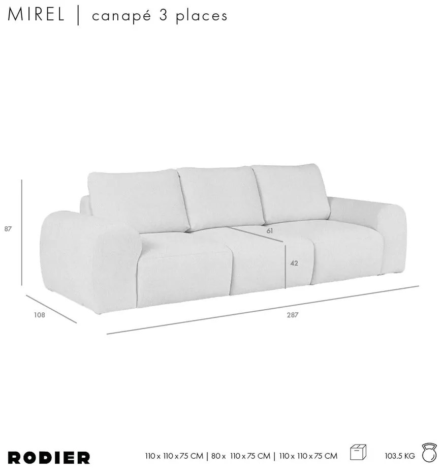 Zielona sofa z materiału bouclé 287 cm Mirel – Rodier