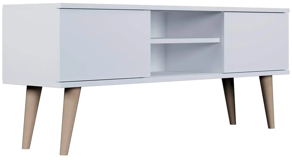 Biała szafka RTV na nóżkach - Dubby 4X 120 cm