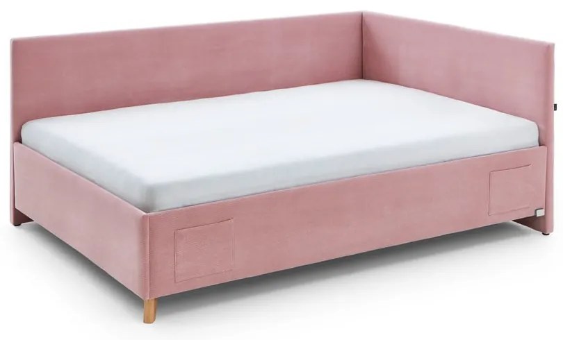 Różowe narożne łóżko dziecięce ze schowkiem 120x200 cm Cool – Meise Möbel