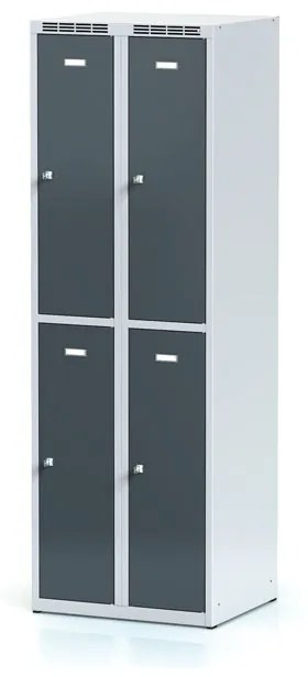 Alfa 3 Metalowa szafka skrytkowa, 4 schowki, 1800 x 600 x 500 mm, zamek cylindryczny, drzwi ciemnoszare