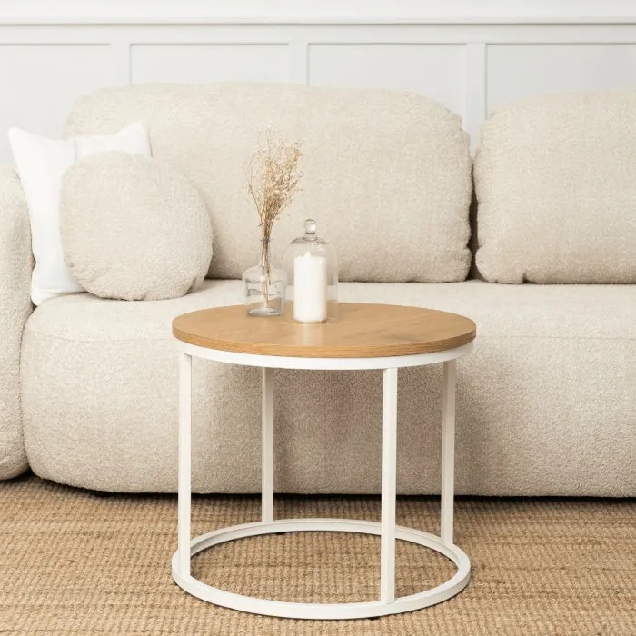 Stolik Kawowy ANN 53 cm Dąb/Biały Skandynawski